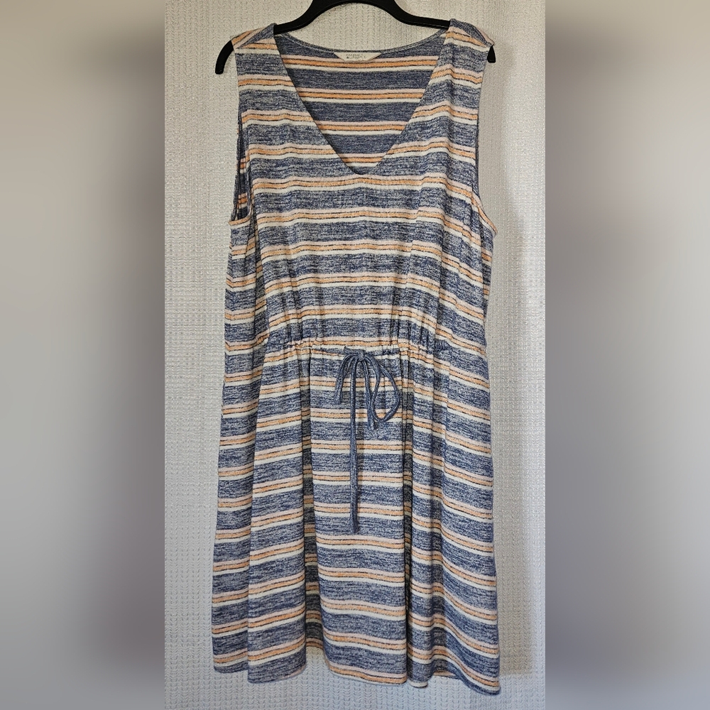 Market & Spruce Stitch Fix blue white & peach striped dress sleeveless
